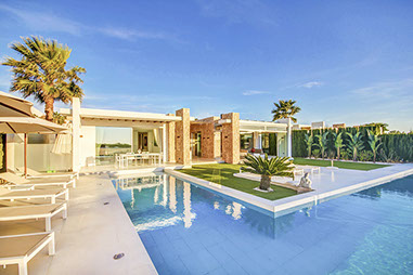 Ibiza modern luxury villa rental with private pool near town and nightlife