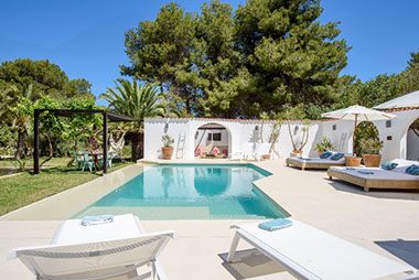 Ibiza Spanish villa rental with private pool for 12 guests close to town